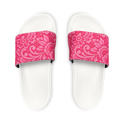 Pink Floral-Pattern Slide Sandals — Women's Removable-Strap Pool & Casual Slides