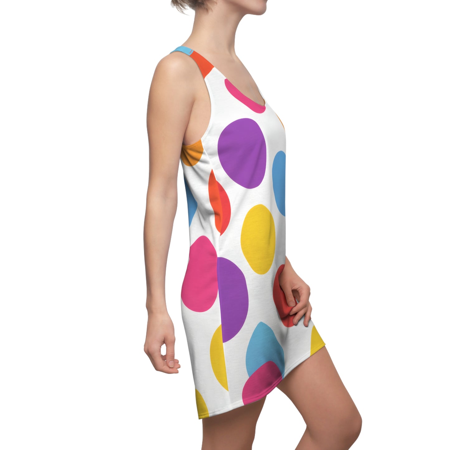 Colorful Polka Dot Racerback Dress — Bright All-Over Print