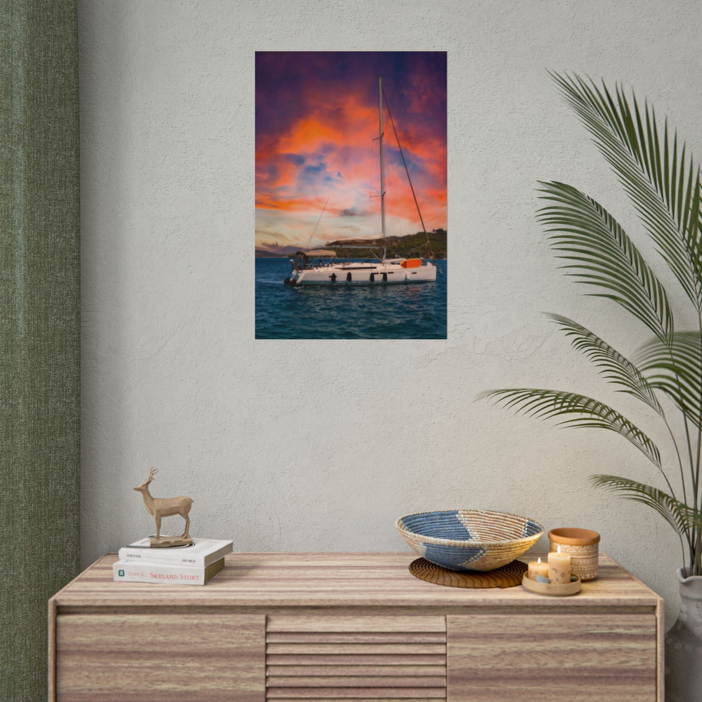 Sailboat Sunset Rolled Poster | Nautical Wall Art, Marina Sunset Print