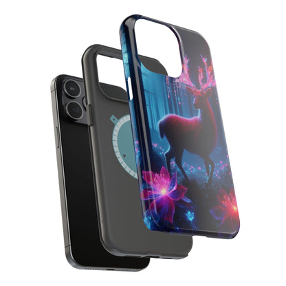 Magnetic Impact-Resistant Phone Case — Neon Fantasy Deer Forest Design