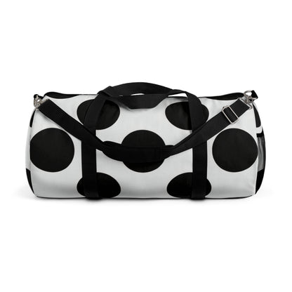Black Polka Dot Duffel Bag — Retro Travel & Gym Tote