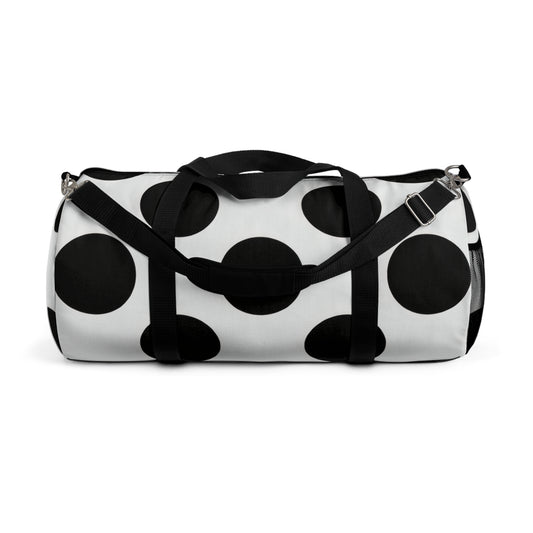 Black Polka Dot Duffel Bag — Retro Travel & Gym Tote