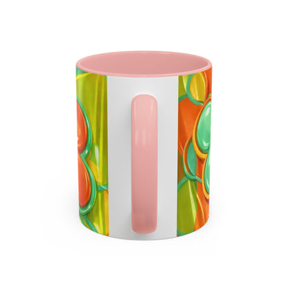 Retro Orange & Teal Flower Pattern Mug | Accent Coffee Mug