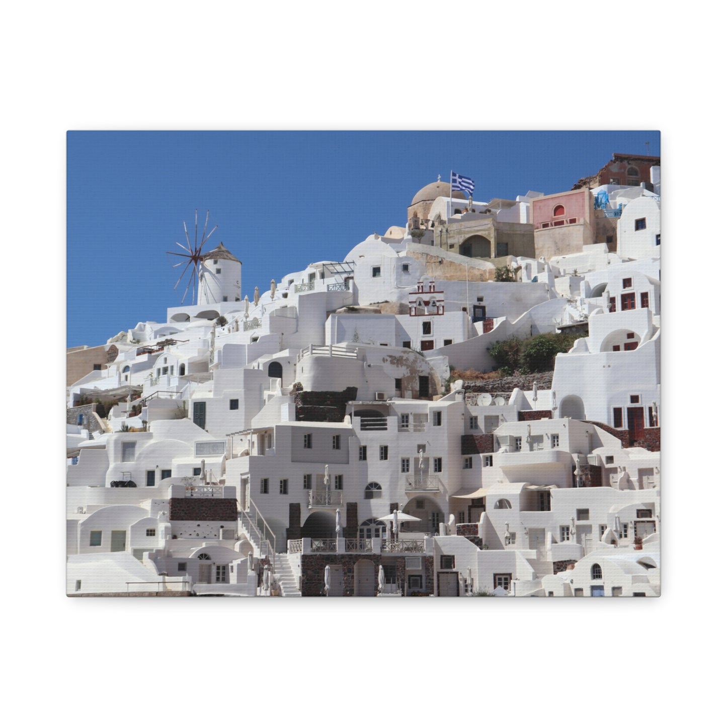 Oia Santorini White Houses Canvas — Matte Stretched Greek Island Wall Art