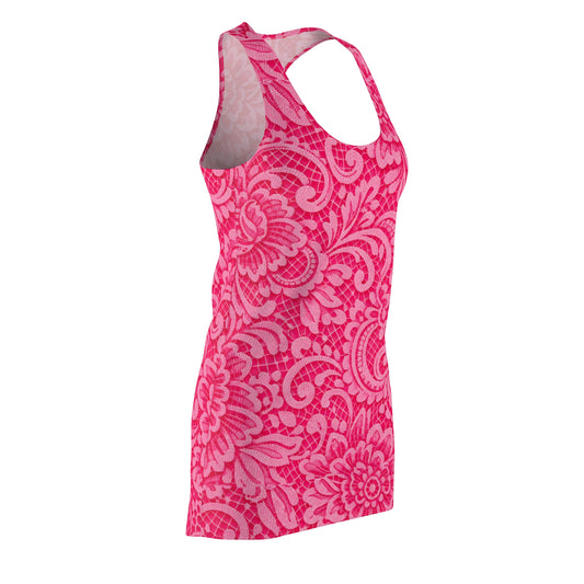 Pink Floral Racerback Dress - All-Over Print Women's Summer Dress