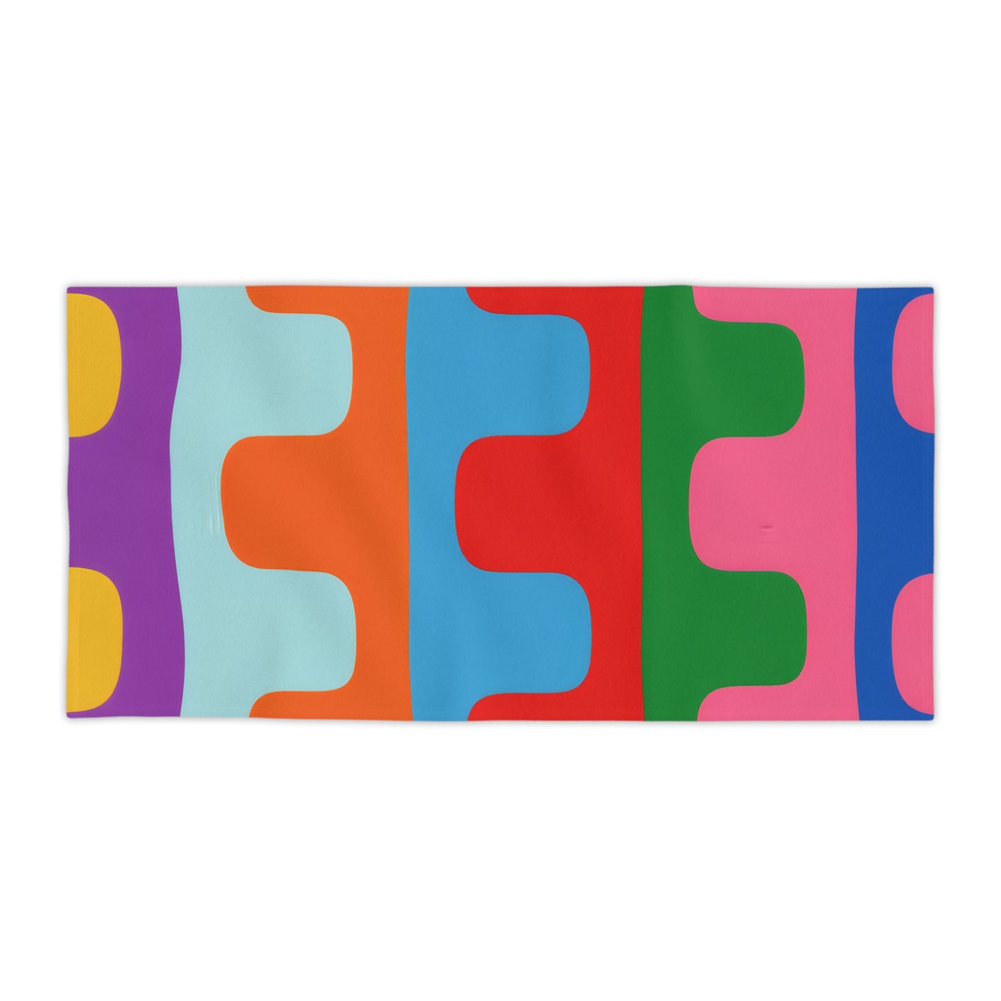Colorwave Abstract Beach Towel — Bright Retro Geometric Stripes
