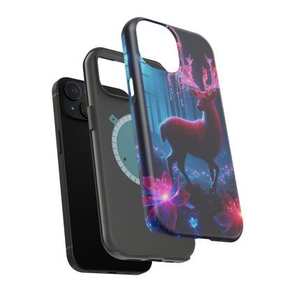 Magnetic Impact-Resistant Phone Case — Neon Fantasy Deer Forest Design