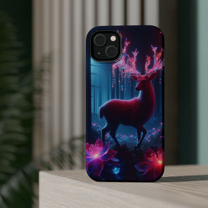 Magnetic Impact-Resistant Phone Case — Neon Fantasy Deer Forest Design