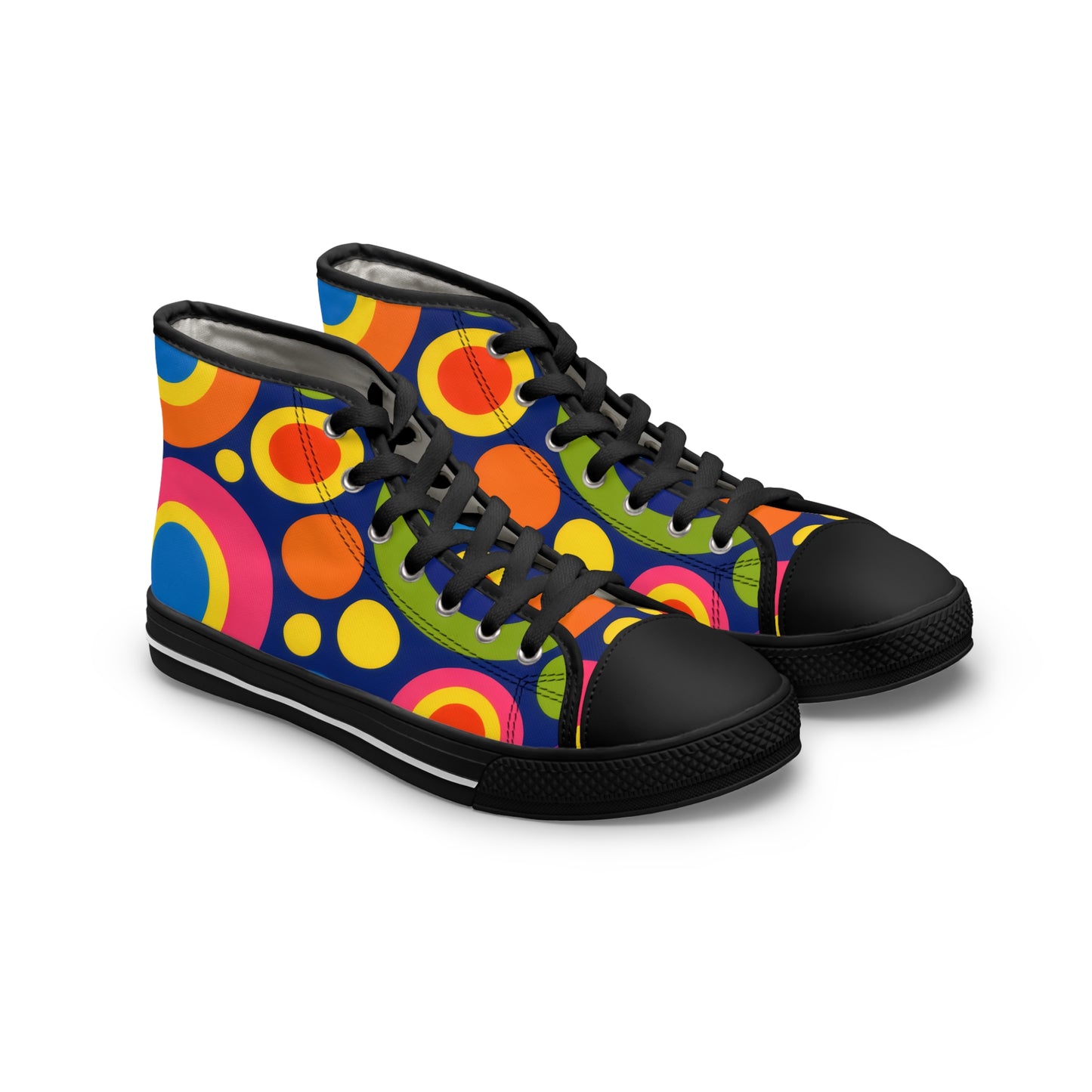 Retro Rainbow Circles Women's High Top Sneakers