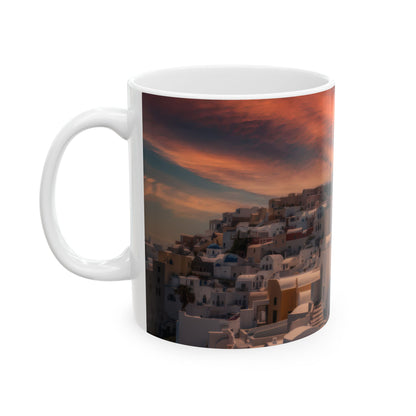 Santorini Sunset Mug, Oia Greece Blue Dome Coffee Cup, Dreamy Mediterranean Sky Decor, Greek Island Travel Gift
