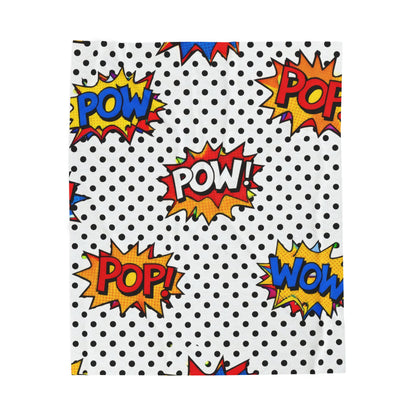 Comic Pop Art Velveteen Plush Blanket – "POP! WOW! POW!" Graphic Throw