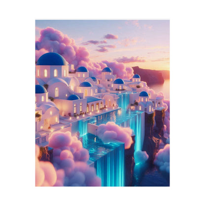 Dreamy Sunset Cloud City Matte Poster — Vertical Wall Art