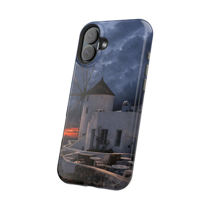Santorini Windmill Sunset phone case | Magnetic impact-resistant case Greek Island Travel Gift