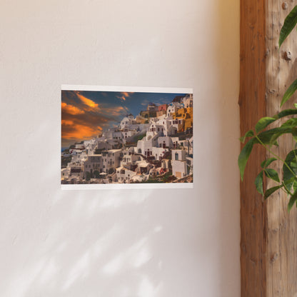 Santorini Sunset Dreams Satin  Poster