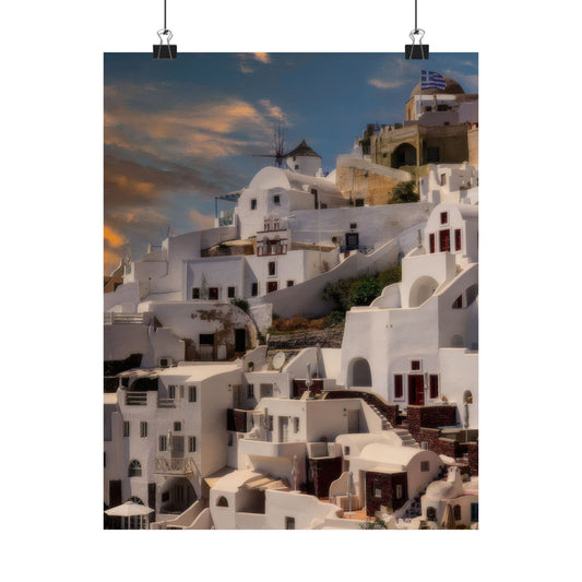 Santorini Sunset Dreams | Premium Matte Vertical Poster