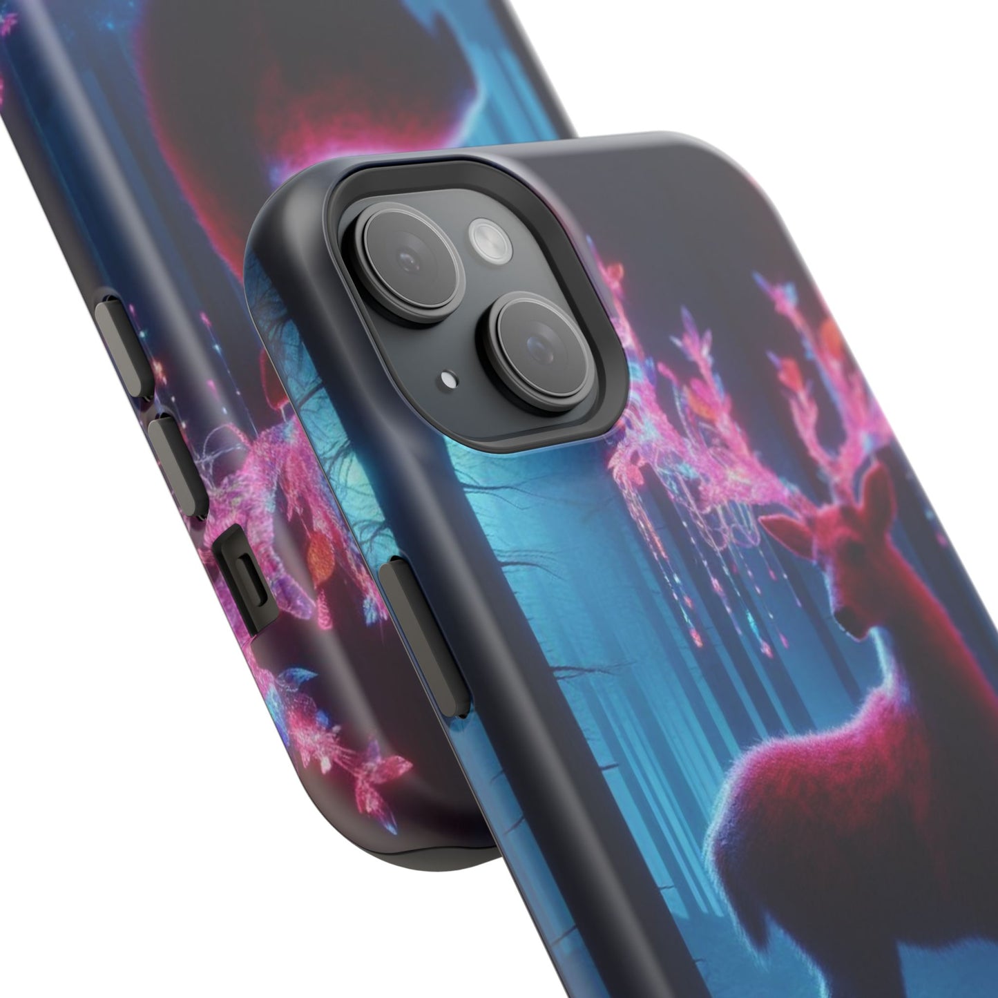 Magnetic Impact-Resistant Phone Case — Neon Fantasy Deer Forest Design