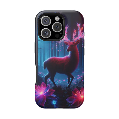 Magnetic Impact-Resistant Phone Case — Neon Fantasy Deer Forest Design