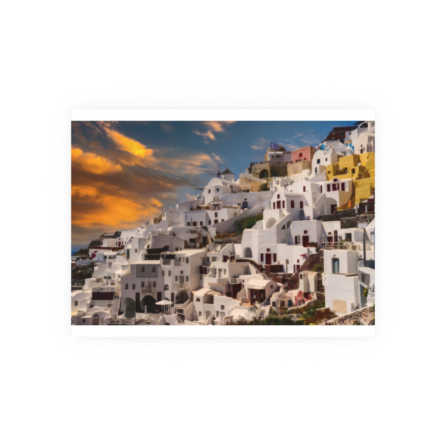Santorini Sunset Dreams Satin  Poster