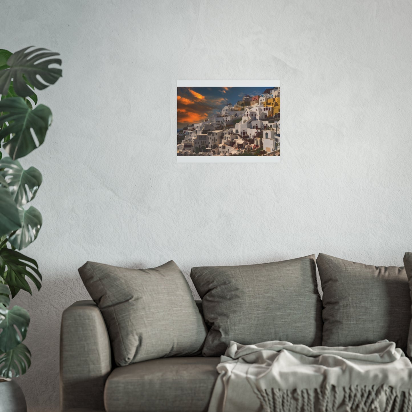 Santorini Sunset Dreams Satin  Poster