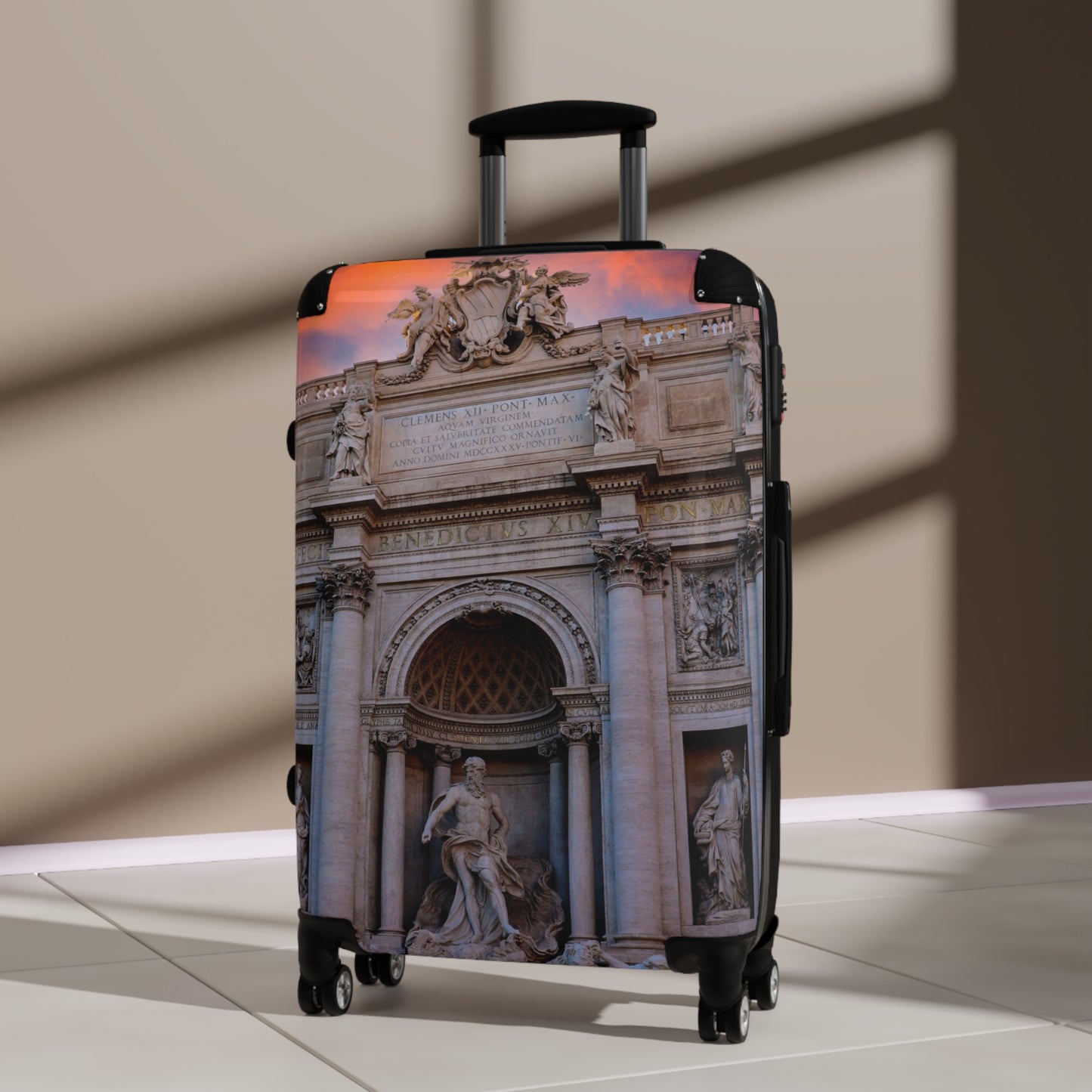 Trevi Fountain Illustration Suitcase — Rome Travel Landmark Luggage