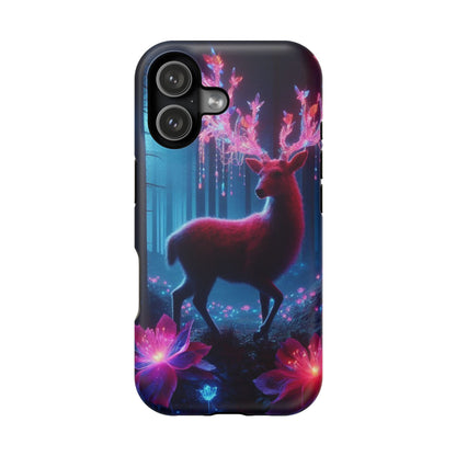 Magnetic Impact-Resistant Phone Case — Neon Fantasy Deer Forest Design