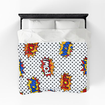 Comic Pop Art Velveteen Plush Blanket – "POP! WOW! POW!" Graphic Throw