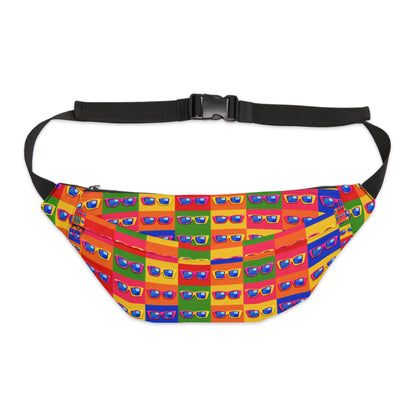 Retro Cassette Pattern Fanny Pack — Colorful 90s Waist Bag