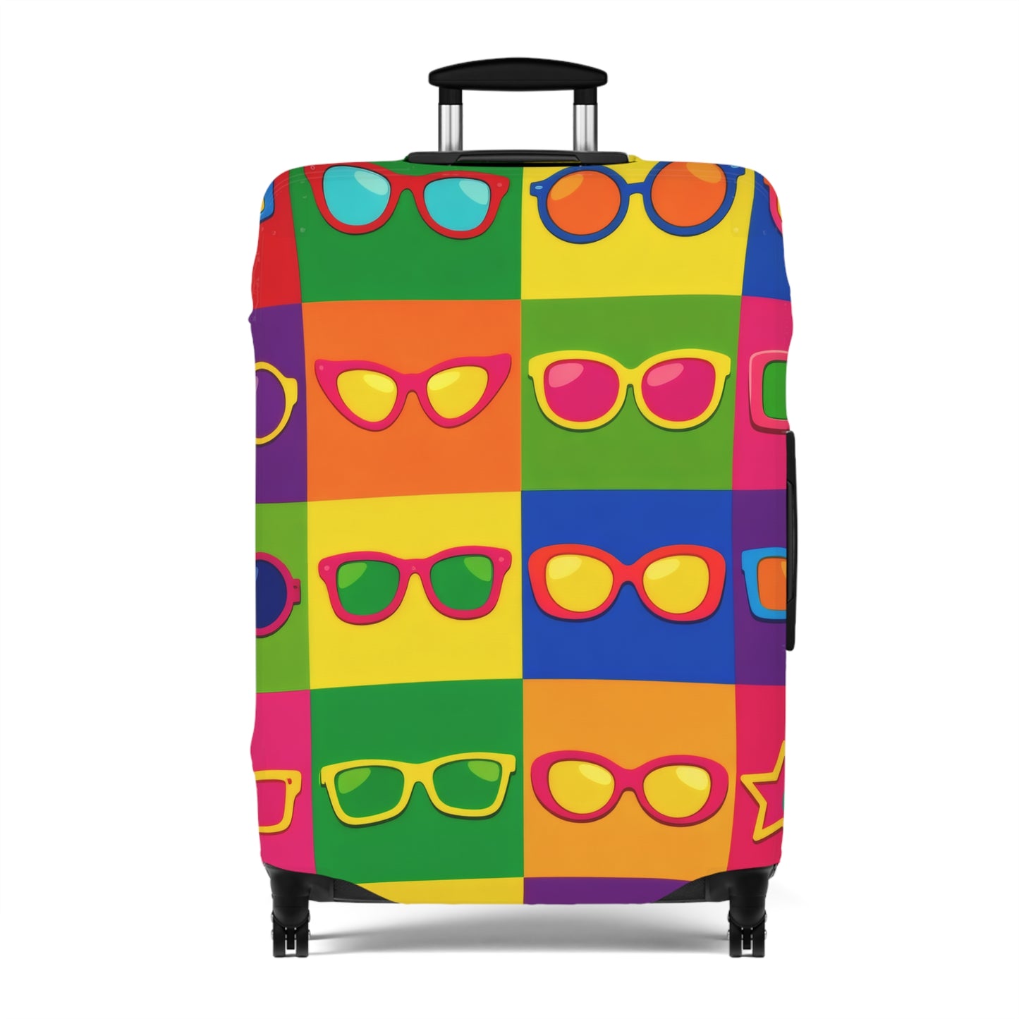 Colorful Sunglasses Pop Luggage Cover — Bright Retro Travel Protector