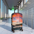 Luxury Yacht Sunset Suitcase, Mediterranean Sailing Travel Luggage, Vibrant Orange Sky Vacation Bag, Nautical Artist Design Cabin Suitcase