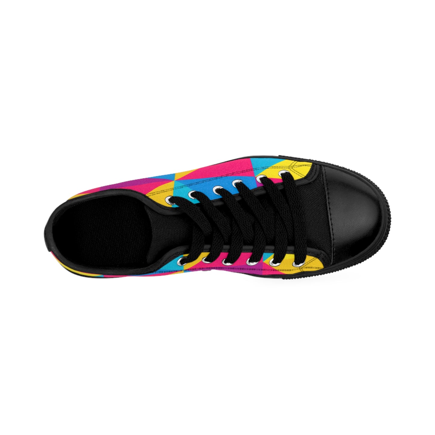 Women's Colorful Geometric Sneakers — Bright Triangle Print Low-Top Canvas Shoes