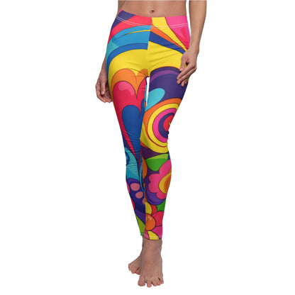Psychedelic Retro Swirl Leggings — Colorful 60s-Inspired All-Over Print
