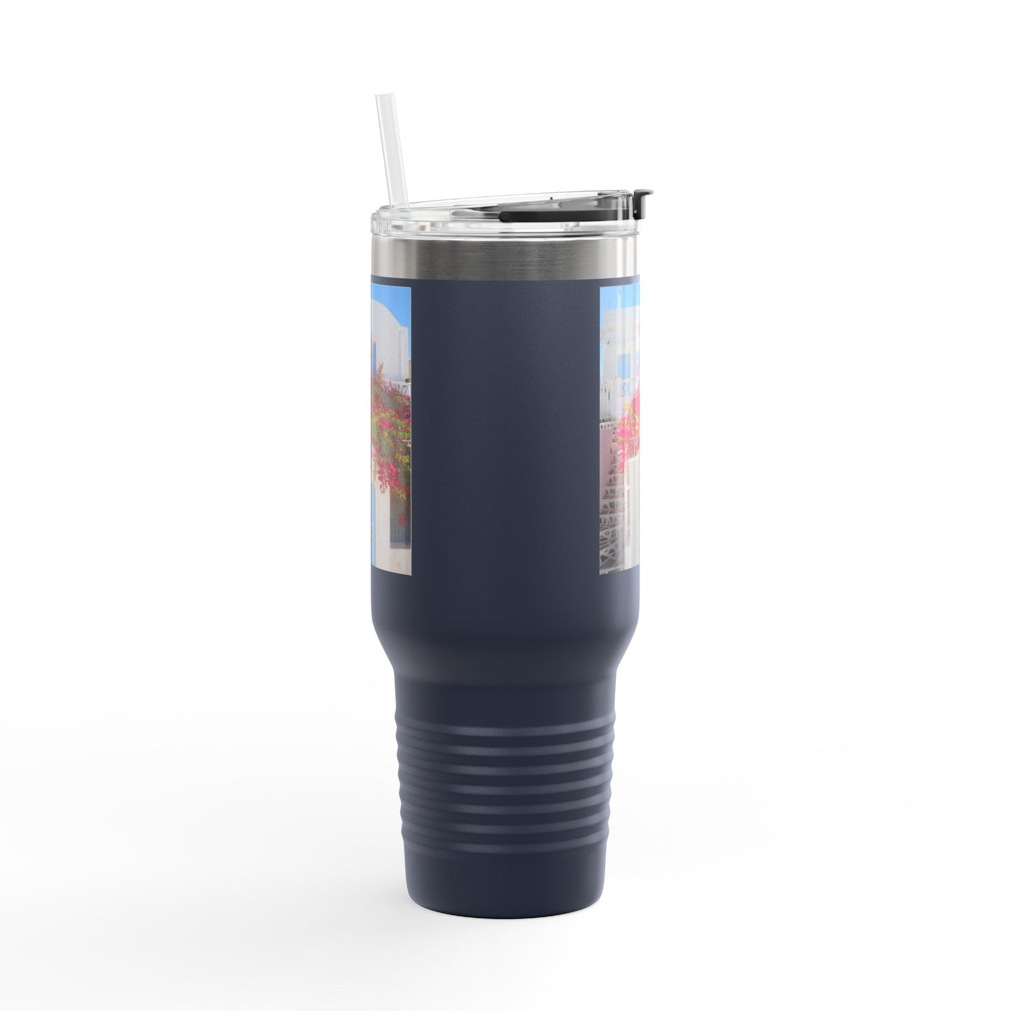 Oia Santorini Blue Door Travel Mug — 40oz Insulated Tumbler Greek Gift