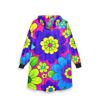 Floral Psychedelic Hoodie — Bright Retro Flower Power Throw