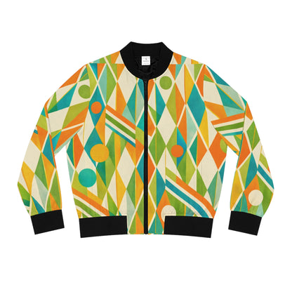 Geometric Retro Pattern Bomber Jacket