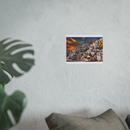 Santorini Sunset Dreams Satin  Poster