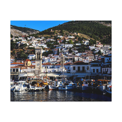 Hydra Island Greece Canvas — Mediterranean Harbor Wall Art