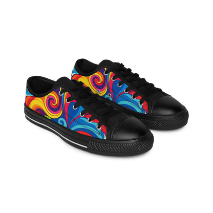 Women's Colorful Swirl Sneakers — Vibrant Psychedelic Low-Top Shoes