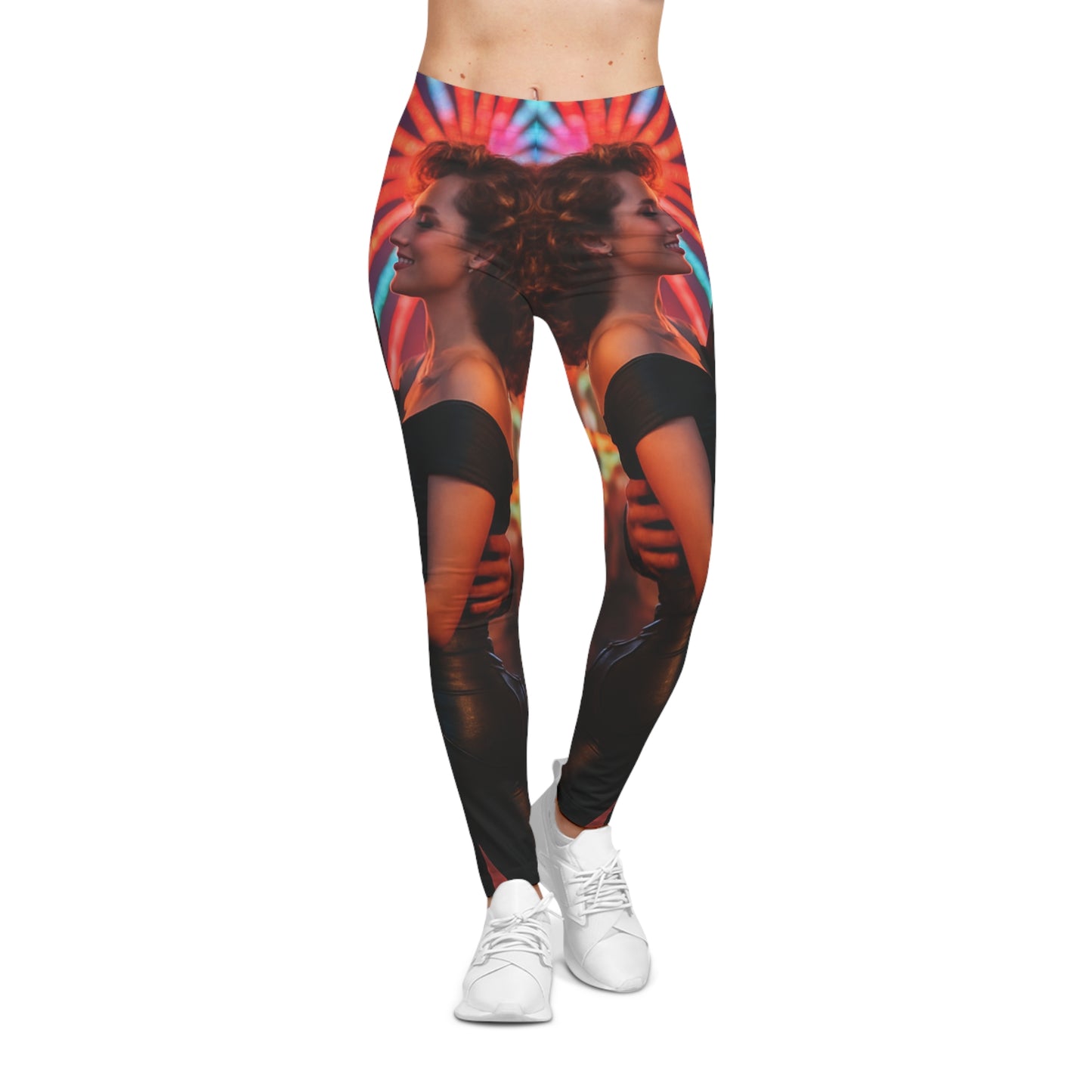 Summer Nights Aesthetic Leggings — Vintage 1950s Carnival Romance AOP Yoga Pants