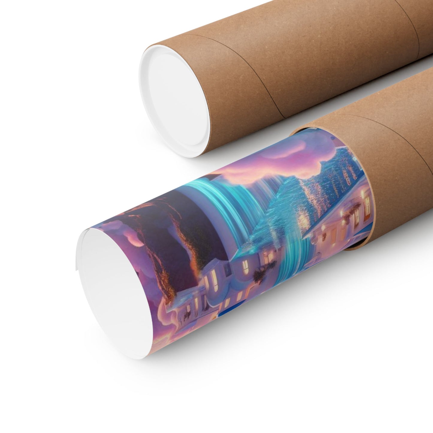 Dreamy Sunset Cloud City Matte Poster — Vertical Wall Art