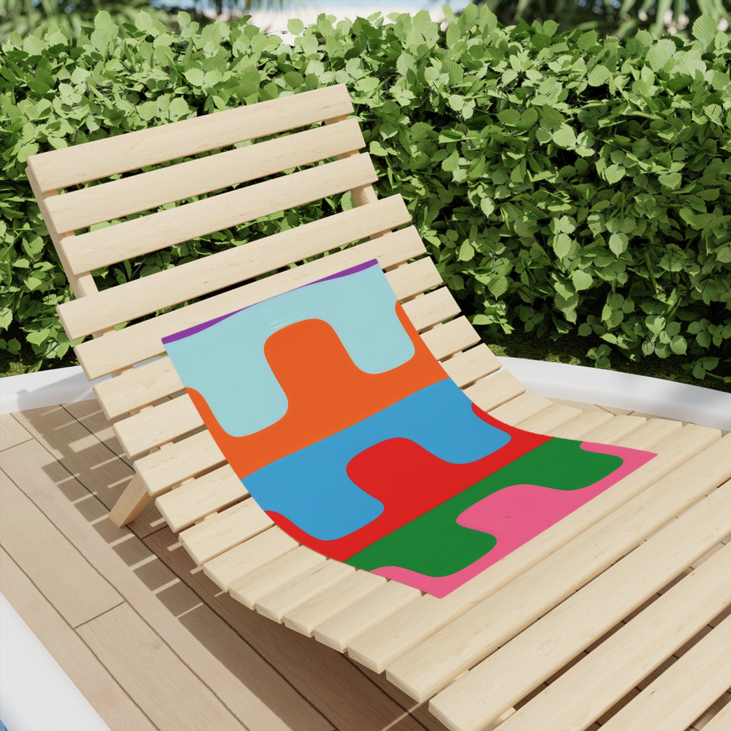 Colorwave Abstract Beach Towel — Bright Retro Geometric Stripes