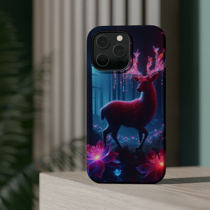 Magnetic Impact-Resistant Phone Case — Neon Fantasy Deer Forest Design