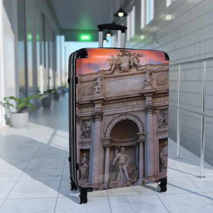 Trevi Fountain Illustration Suitcase — Rome Travel Landmark Luggage