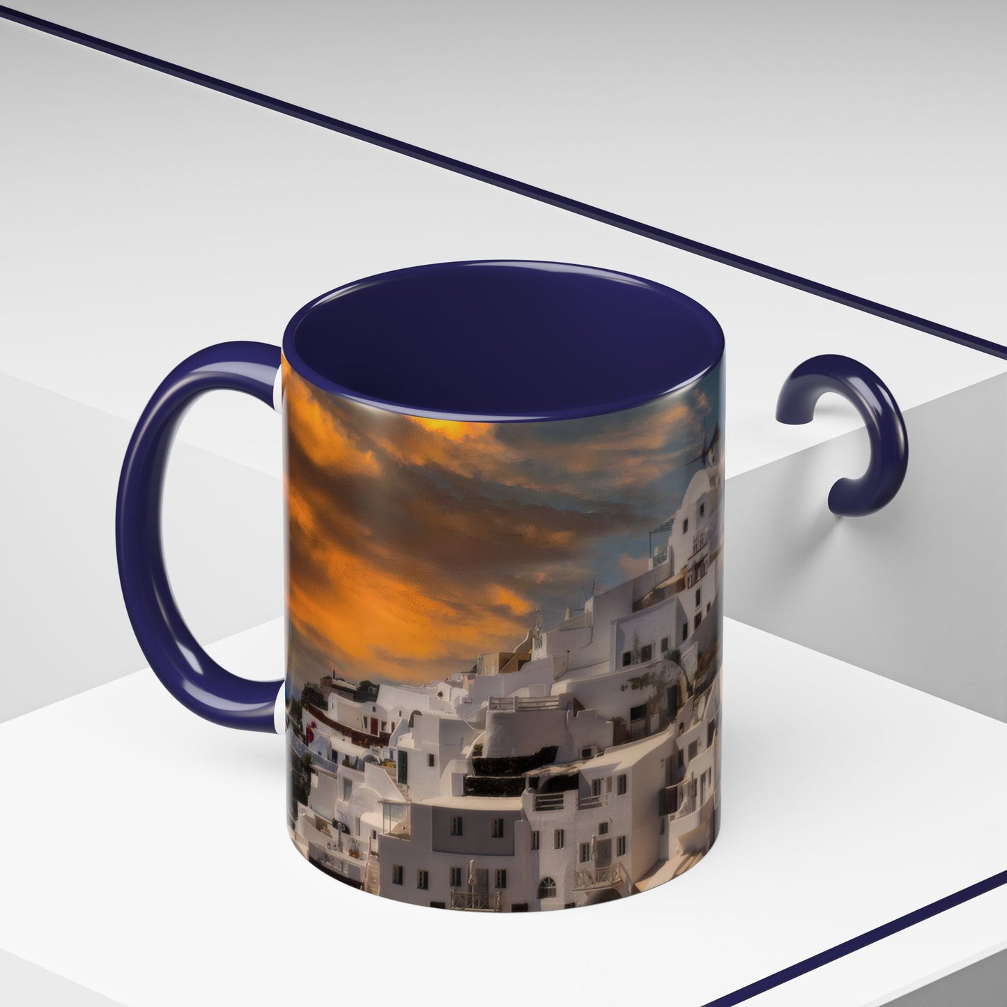 Santorini Sunset Mug, Oia Greece Coffee Cup, Mediterranean Architecture Travel Gift, Greek Island Home Decor, Aesthetic Santorini Souvenir