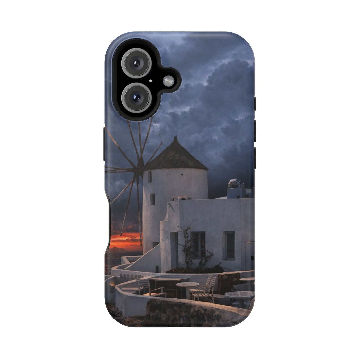 Santorini Windmill Sunset phone case | Magnetic impact-resistant case Greek Island Travel Gift