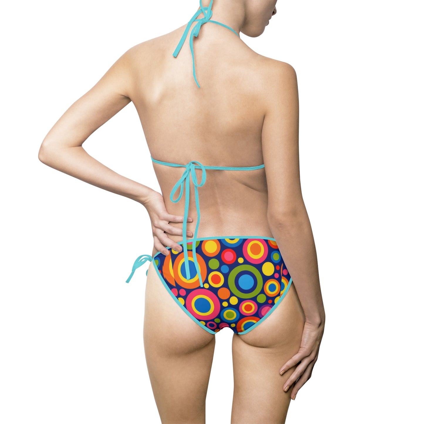 Retro Rainbow Circle Bikini — Women's Tie-Side Swimsuit