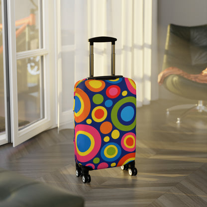 Colorful Retro Circles Luggage Cover — Bright Travel Suitcase Protector