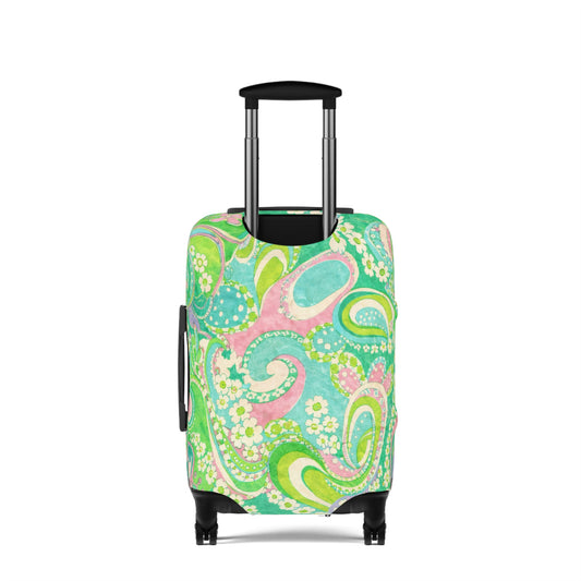 Pastel Paisley Luggage Cover – Floral Green Travel Protector