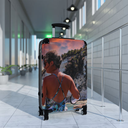 Luxury Antipaxos Greece Suitcase  Aesthetic Mediterranean Photography Luggage Unique Hard Shell Travel Bag  Greek Island Wanderlust Gift