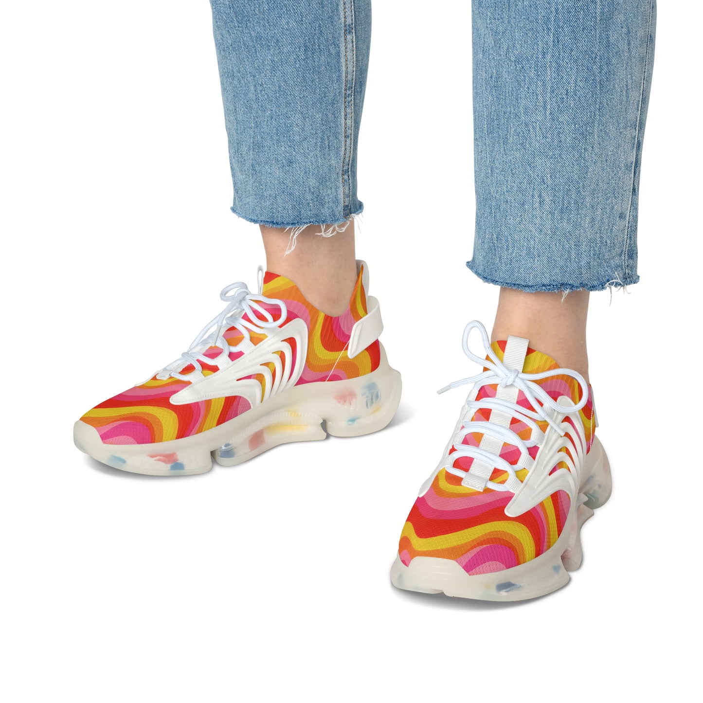 Women's Retro Wave Mesh Sneakers — Colorful 70s-Inspired Athletic Shoes