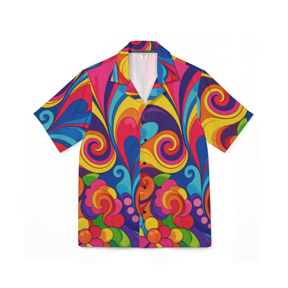 Psychedelic Retro Hawaiian Shirt — Colorful 70s Swirl AOP Camp Shirt